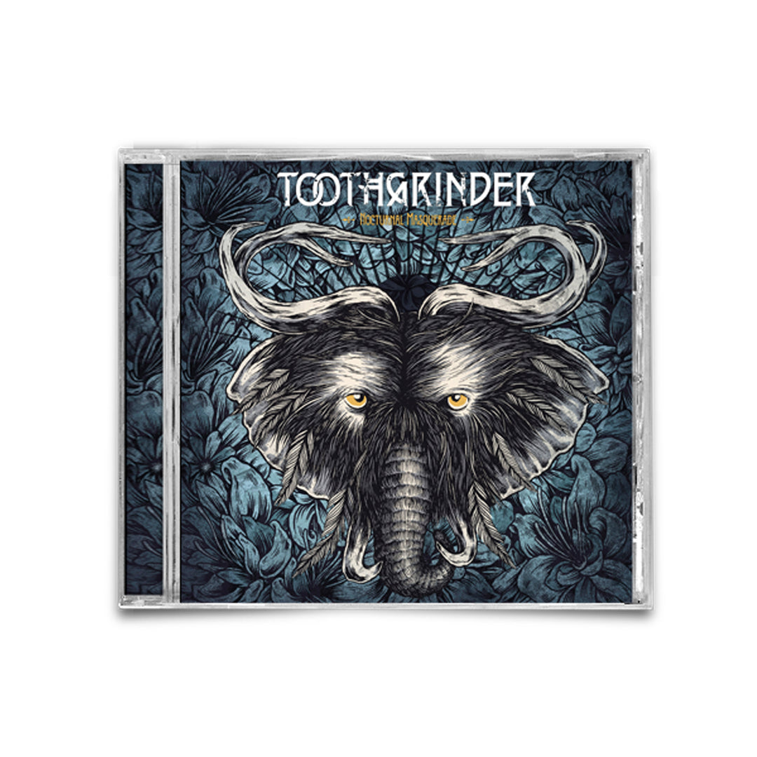 CD cover art featuring a stylized illustration of an elephant with horns in a dark forest setting.