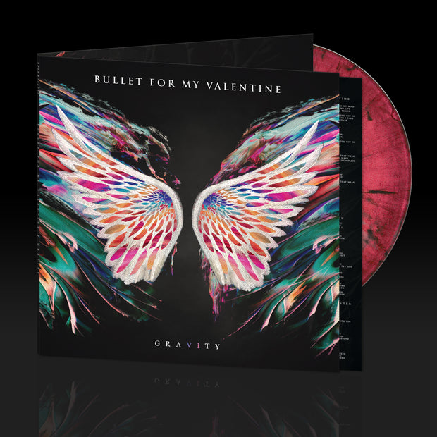 image for the Gravity Pink & Black Mix Vinyl. cover is colorful wings