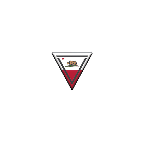 image for the Cali Logo Enamel Pin. pin is a triangle with the california flag