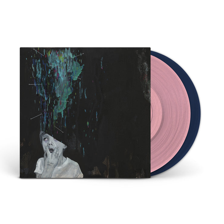 image for the I'm Not Well Pink/Blue Vinyl. two vinyl on the right cover on the left has a kid holding his face in the bottom left