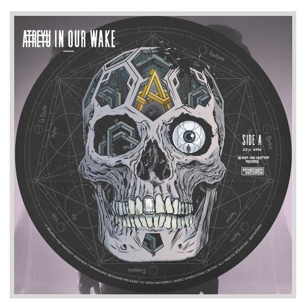 image for the In Our Wake Picture Disc Vinyl. picture of a one eyed skull on the vinyl
