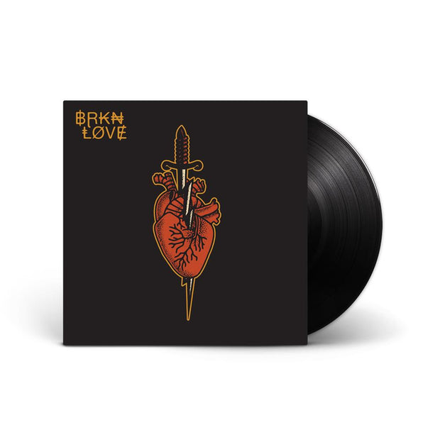 image for the BRKN Love Self-Titled Black Vinyl. cover has a heart with a dagger through it