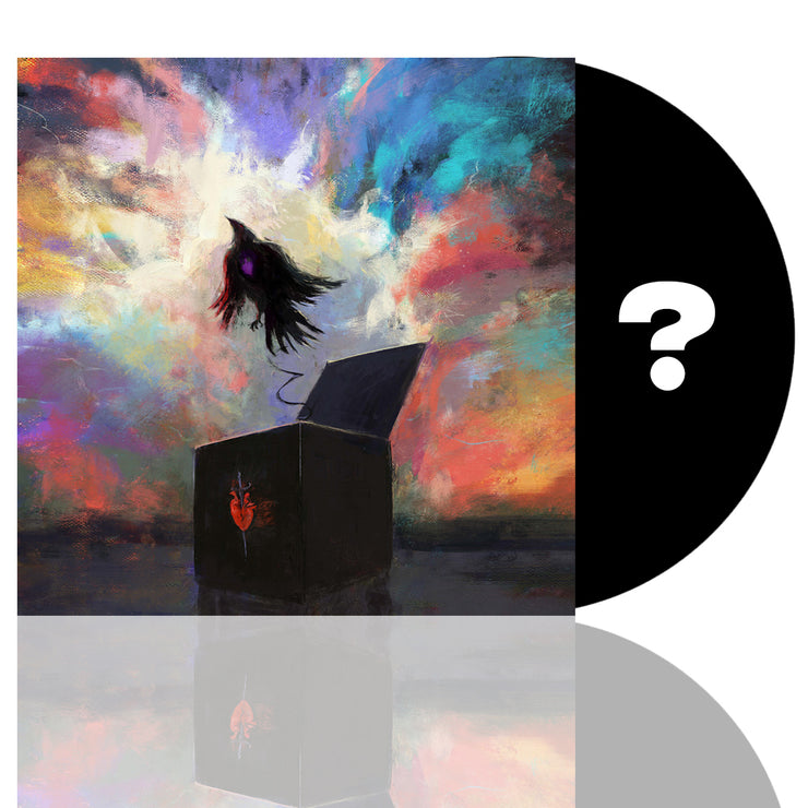 image for the Black Box Random vinyl. cover has a box with a bird flying out of it in front of a colorful sky